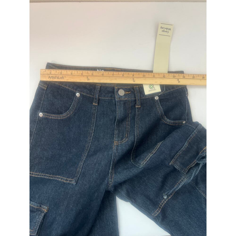 NO BOUNDARIES WOMENS BOW CARGO DARK DENIM STRETCH JEANS SIZE 4 NWT - Picture 8 of 12